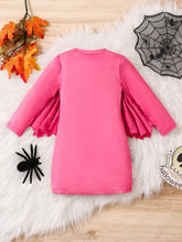 Young Girl Skeleton Print Long Sleeve Black Dress, Suitable For Daily Casual Wear, Outdoor Activities, And Suitable For Autumn And Winter Seasons.